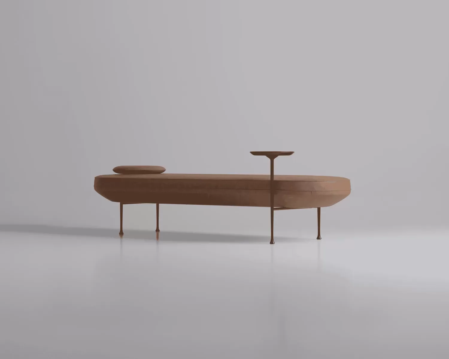 The Sofa & Chair Company Bespoke Bench inMonsieur Baudelaire Terracotta & Natural Oak Finish?>